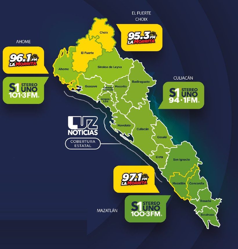 Mapa de cobertura de Luz Network en Sinaloa: Ahome, El Fuerte, Choix, Culiacán y Mazatlán